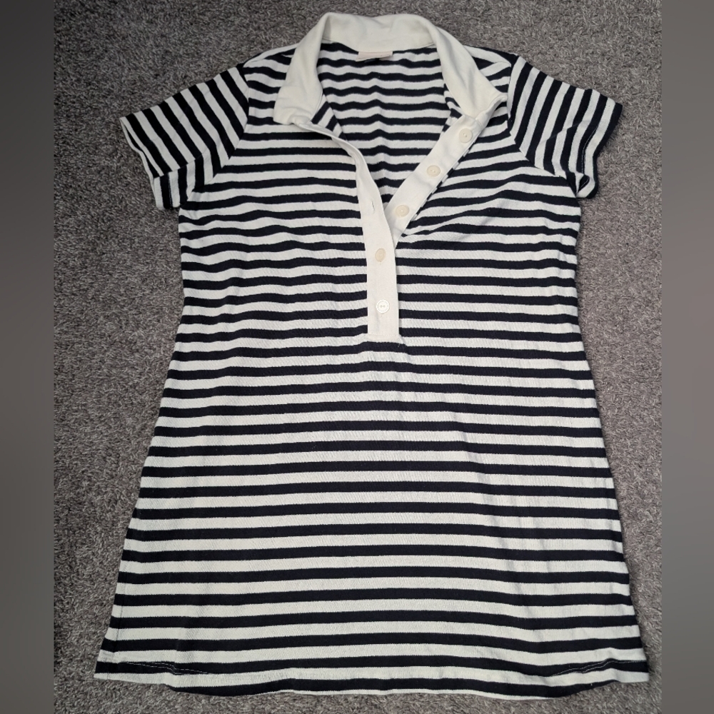 Universal Thread Black & White Striped Polo Dress
